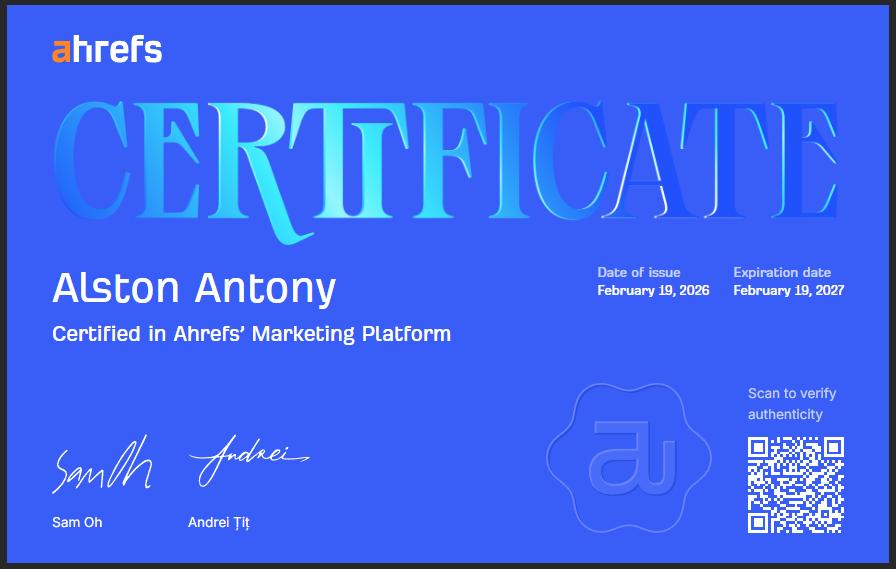 Ahrefs SEO Certified - Ahrefs